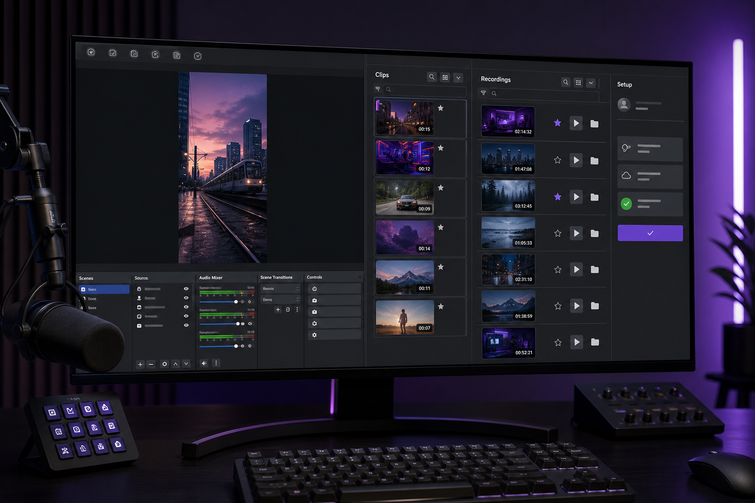 Streaming workstation with separate vertical clip and recording libraries in ClipXtudio
